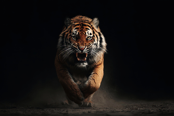 JPG 동물 편집이미지 자연 표정 경고 달리기 어둠 힘 호랑이 위협 사냥 편집실사 포유류 모션 CG 생태계 파일형식