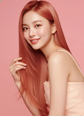 JPG 편집이미지 긴머리 헤어스타일 여자 분홍색 포즈 백그라운드 미소 캐주얼 화장 뷰티 촬영 매력적 화사함 의료성형뷰티 스타일 편집실사 옷 컬러 컨셉 표정 사람 CG 파일형식