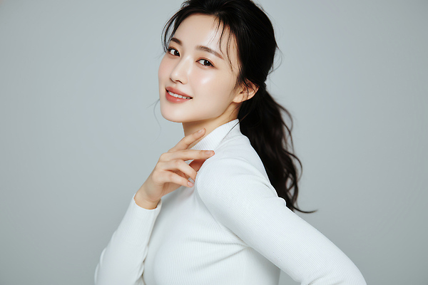 JPG 모델 편집이미지 여자 패션 포즈 백그라운드 표정 미소 카메라 촬영 흰색 밝은색 의료성형뷰티 스타일 편집실사 컬러 사람 전자제품 CG 파일형식