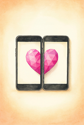 JPG 모양 기호 디자인 커플 감정 예술 상징 분홍색 일러스트 기술 사랑 친구 스마트폰 하트 심장 연결 소통 대칭 창의성 국내일러스트 문자 컬러 컨셉 관계 핸드폰 스마트기기 장기_의학 파일형식