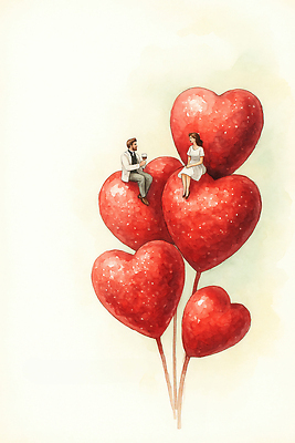 JPG 커플 행복 감정 예술 일러스트 대화 사랑 세계 파티 로맨틱 하트 축하 시간 그림 연애 풍선 조화 특별함 국내일러스트 모양 컨셉 관계 말하기 이벤트 파일형식