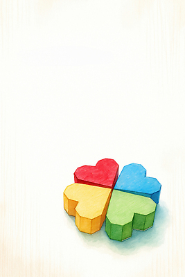 JPG 모양 디자인 교육 어린이 예술 컬러 일러스트 놀이 빨간색 초록색 파란색 장난감 노란색 블록 하트 즐거움 정사각형 기하학 초상화 창의성 국내일러스트 도형 감정 무늬 사람 그림 파일형식