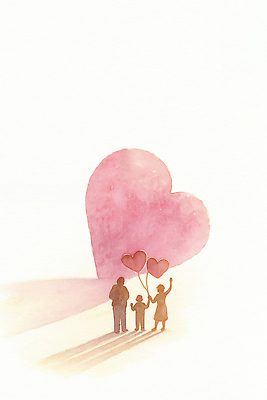 JPG 행복 어린이 일러스트 가족 따뜻함 사랑 가족애 웃음 보라색 물감 기쁨 하트 마음 포근함 소중 그림 풍선 순간 국내일러스트 모양 감정 컬러 컨셉 관계 표정 사람 미술도구 감각 파일형식