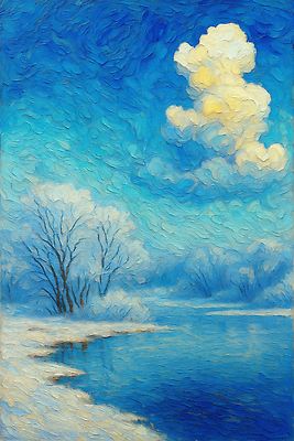 JPG 나무 호수 물결 예술 겨울 일러스트 자연 하늘 회화 풍경 평화 고요 수면 차가움 뷰티풀 색감 색채 풍경화 국내일러스트 식물 계절 컨셉 말하기 물 그림 생태계 파일형식
