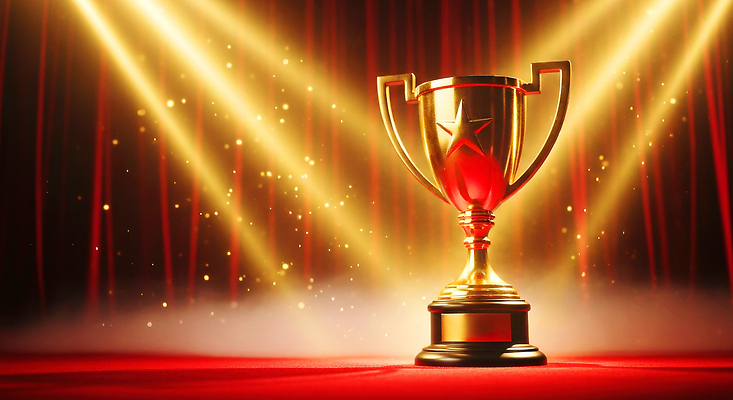 JPG 편집이미지 기념일 상징 성공 조명 이벤트 반짝임 금색 무대 축하 우승 커튼 트로피 순간 시상식 이미지편집 컬러 컨셉 모션 최고 상_우승 파일형식