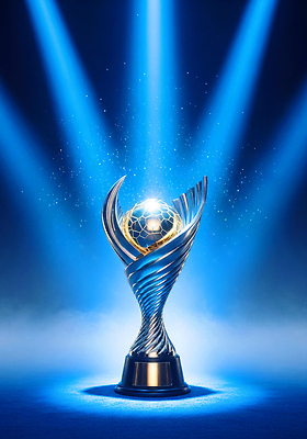 JPG 편집이미지 디자인 스포츠 상징 공 성공 조명 파란색 빛 금속 축구 우승 트로피 이미지편집 컬러 컨셉 재질 구기 최고 상_우승 파일형식