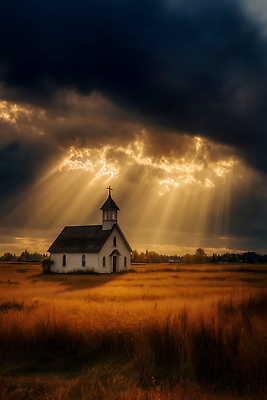 JPG 편집이미지 기독교 자연 하늘 조명 풍경 초원 햇빛 교회 평화 고요 일몰 촉촉함 저녁 편집실사 AI포토 AI콘텐츠 종교 컨셉 종교건축 건물 태양 노을 젖음 야간 CG 생태계 파일형식