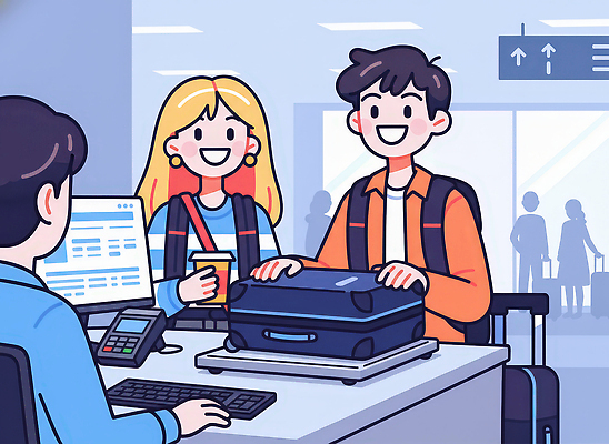 JPG 여자 남자 음료 여행 가방 일러스트 휴가 비행기 미소 여름 여행객 대기 공항 계산대 직원 서비스 출장 수화물 체크인 출국 국내일러스트 잡화 계절 비즈니스 항공교통 교통시설 대중교통 표정 사람 파일형식