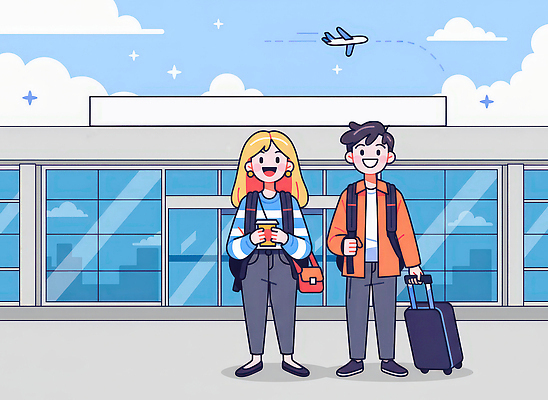 JPG 여행 일러스트 배낭 하늘 비행기 웃음 일상 친구 여행객 기쁨 만남 도전 짐 공항 승차 즐거움 준비 출발 친목 국내일러스트 감정 컨셉 가방 관계 항공교통 교통시설 모션 대중교통 표정 사람 라이프 파일형식