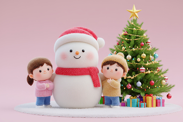 JPG 편집이미지 행복 크리스마스 겨울 가족 눈사람 따뜻함 선물 장식 크리스마스트리 축제 분위기 즐거움 동심 편집3D 계절 기념일 감정 컨셉 관계 3D 파일형식