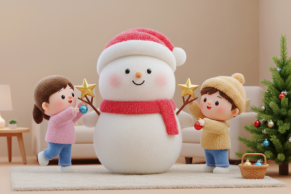 JPG 편집이미지 행복 크리스마스 겨울 가족 모션 눈사람 집안 따뜻함 장식 장난감 크리스마스트리 포근함 편집3D 계절 기념일 감정 관계 실내 3D 감각 파일형식