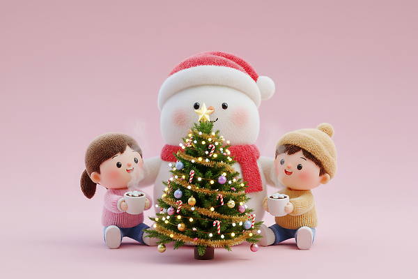 JPG 편집이미지 크리스마스 겨울 가족 눈사람 장식 친구 장난감 크리스마스트리 산타클로스 축제 기쁨 즐거움 화합 따뜻한음료 편집3D 계절 기념일 감정 음료 관계 3D 파일형식