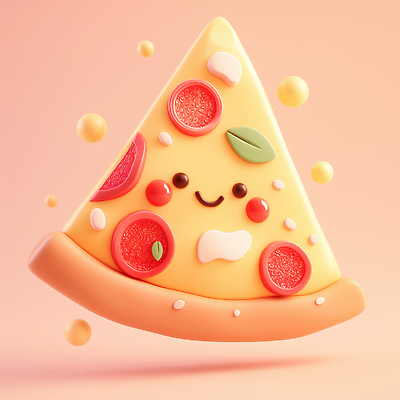 JPG 편집이미지 캐릭터 음식 분홍색 백그라운드 디저트 피자 귀여움 즐거움 토핑 디지털아트 맛있는 편집3D 감정 컬러 컨셉 패스트푸드 서양음식 3D 파일형식