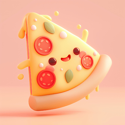 JPG 편집이미지 캐릭터 디자인 감정 음식 분홍색 조각 백그라운드 치즈 피자 웃음 귀여움 즐거움 토핑 디지털아트 편집3D 컬러 컨셉 유제품 패스트푸드 서양음식 표정 3D 파일형식