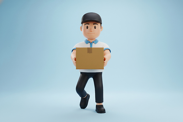 JPG 편집이미지 캐릭터 이동 유니폼 일상 상자 택배기사 배달원 배송 오브젝트 서비스 파란배경 상업 소포 물류 편집3D AI컴퓨터그래픽 AI콘텐츠 직업 옷 백그라운드 컨셉 라이프 파란색 3D 파일형식
