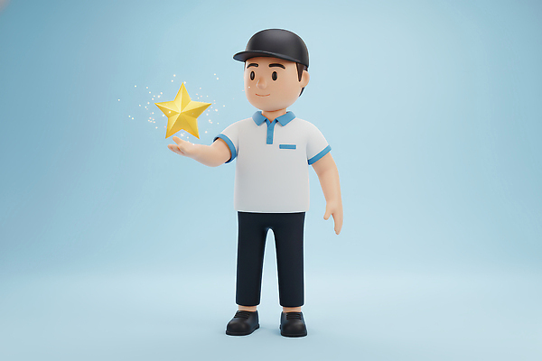 JPG 모델 편집이미지 캐릭터 손 행복 백그라운드 미소 빛 택배기사 즐거움 스타 아이템 긍정적 순간 청량 편집3D AI컴퓨터그래픽 AI콘텐츠 감정 표정 신체부위 3D 배달원 파일형식