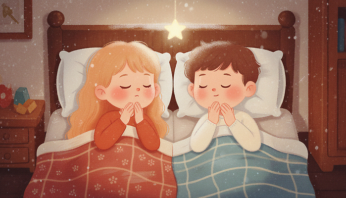 JPG 여자 남자 감정 별 어린이 크리스마스 일러스트 가정 실내 따뜻함 사랑 두명 친구 평화 귀여움 꿈 기도 침대 포근함 소원 꿈꾸다 솜사탕 아기자기 국내일러스트 자연요소 기념일 가구 컨셉 관계 디저트 사람 내부 감각 파일형식