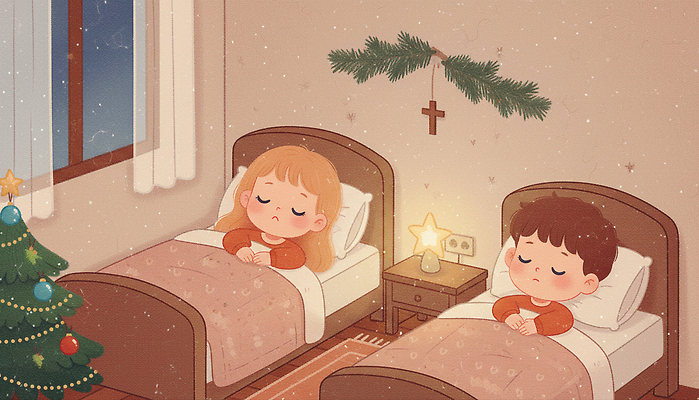 JPG 여자 남자 별 종교 어린이 크리스마스 겨울 일러스트 가족 휴식 조명 따뜻함 장식 크리스마스트리 평화 침실 꿈 잠 편안함 소원 크리스마스이브 국내일러스트 자연요소 계절 기념일 컨셉 관계 사람 감각 파일형식