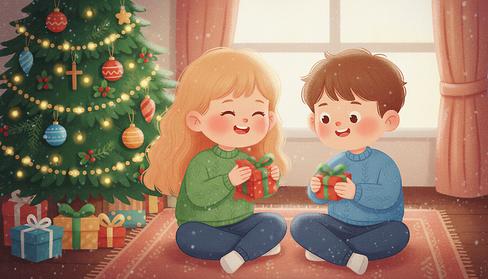 JPG 여자 남자 행복 어린이 크리스마스 겨울 일러스트 가족 실내 대화 선물 웃음 장식 친구 빛 크리스마스트리 파티 축제 기쁨 거래 추억 즐거움 소원 국내일러스트 계절 기념일 감정 컨셉 관계 표정 말하기 사람 이벤트 내부 파일형식