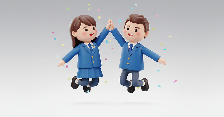 JPG 편집이미지 학생 여학생 교복 남학생 상징 졸업 학교 청소년 성공 기념 파티 기쁨 축하 즐거움 하이파이브 풍선 소통 편집3D AI컴퓨터그래픽 AI콘텐츠 옷 여자 교육 남자 감정 컨셉 사람 손짓 이벤트 3D 파일형식