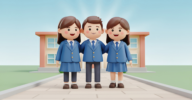 JPG 편집이미지 학생 여학생 교복 남학생 학교 청소년 함께함 웃음 친구 기쁨 모임 즐거움 교정 친목 편집3D AI컴퓨터그래픽 AI콘텐츠 옷 여자 교육 남자 감정 컨셉 관계 표정 사람 3D 파일형식
