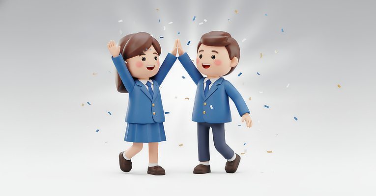 JPG 편집이미지 캐릭터 학생 손 여자 남자 감정 교복 백그라운드 모션 청소년 기념 축제 기쁨 축하 표현 장면 편집3D AI컴퓨터그래픽 AI콘텐츠 옷 컨셉 사람 신체부위 3D 파일형식