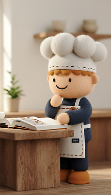 식물 직업 감정 가구 생활용품 컨셉 책 3D 제과제빵 파일형식 요리사 인형 요리책 주방 레시피 실험 탁자 나무 아기자기 요리 창의성 행복 취미 주방용품 캐릭터 JPG 편집3D 편집이미지 제빵사 제빵