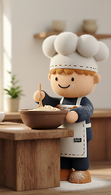 직업 그릇 컨셉 모션 3D 제과제빵 파일형식 요리사 주방 믹싱볼 재료 요리 인형 만들기 요리중 손놀림 캐릭터 귀여움 아기자기 JPG 편집3D 편집이미지 제빵사 제빵
