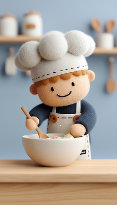 직업 감정 생활용품 모션 3D 제과제빵 파일형식 요리사 인형 반죽 주방 음식 요리 만들기 즐거움 재료 섞기 핸드메이드 모형 행복 창의성 주방용품 JPG 편집3D 편집이미지 제빵사 제빵