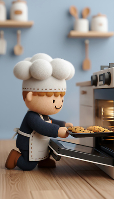 직업 감정 음식 생활용품 디저트 3D 제과제빵 가전제품 감각 구이 파일형식 요리사 인형 쿠키 오븐 주방 요리 즐거움 편안함 굽기 제빵 행복 재료 주방용품 JPG 편집3D 편집이미지 제빵사