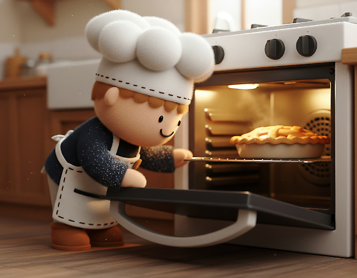 JPG 편집이미지 캐릭터 음식 빵 디저트 조명 따뜻함 요리 제과 주방 요리사 오븐 작음 굽기 제빵 제빵사 아기자기 편집3D 직업 컨셉 3D 제과제빵 가전제품 크기 구이 파일형식