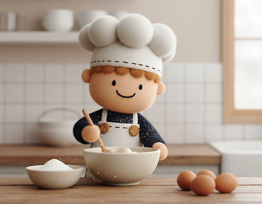 직업 생활용품 컨셉 유제품 3D 제과제빵 알 감각 파일형식 요리사 인형 주방 요리 반죽 재료 편안함 귀여움 주방용품 계란 설탕 우유 JPG 편집3D 편집이미지 제빵사 제빵