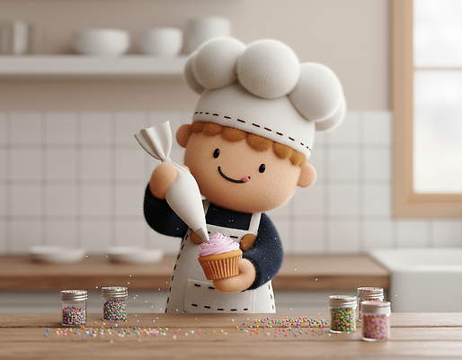 직업 음식 생활용품 장식 3D 제과제빵 케이크 파일형식 제빵사 컵케이크 크림 주방 요리 스프링클 재료 주방용품 제빵 디저트 창의력 JPG 편집3D 편집이미지
