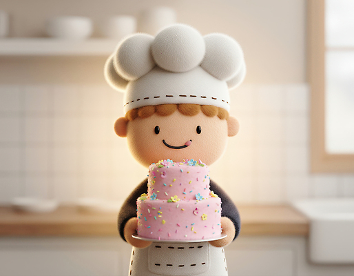 JPG 편집이미지 캐릭터 기념일 분홍색 재료 디저트 요리 미소 케이크 주방 요리사 도구 달콤 제빵 제빵사 아기자기 편집3D 직업 음식 컬러 컨셉 표정 이벤트 3D 제과제빵 맛 파일형식