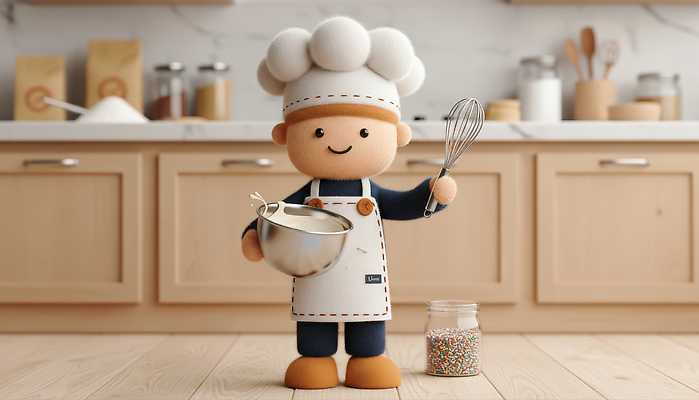 직업 그릇 생활용품 컨셉 주방용품 사람 3D 제과제빵 파일형식 요리사 인형 주방 믹싱볼 거품기 요리 스타일링 귀여움 어린이 아기자기 재료 JPG 편집3D 편집이미지 제빵사 제빵