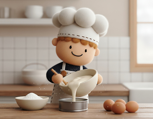 직업 감정 컨셉 모션 3D 제과제빵 알 가루 파일형식 요리사 인형 주방 반죽 밀가루 계란 요리 만들기 행복 집중 재료 JPG 편집3D 편집이미지 제빵사 제빵