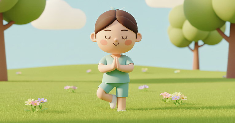 JPG 편집이미지 꽃 행복 여유 어린이 요가 자연 건강 잔디 운동 산책 기쁨 마음 집중 명상 긍정 편집3D AI컴퓨터그래픽 AI콘텐츠 식물 웰빙 감정 컨셉 휴식 사람 3D 생태계 파일형식