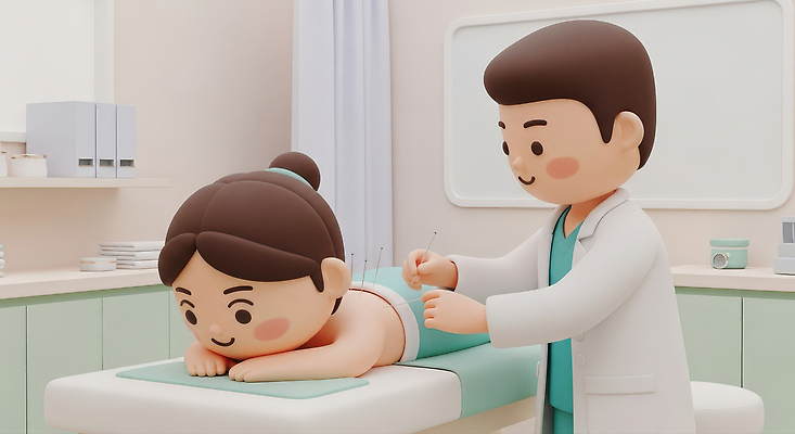 JPG 편집이미지 여자 의학 건강 병원 치료 한의학 의사 마사지 바늘 침술 전문 안락 편집3D AI컴퓨터그래픽 AI콘텐츠 컨셉 사람 3D 의료진 도구 파일형식