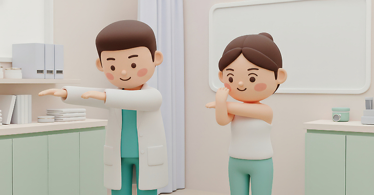 JPG 편집이미지 의학 건강 치료 운동 환자 의사 전문직 예방 소통 재활 편집3D AI컴퓨터그래픽 AI콘텐츠 직업 컨셉 3D 의료진 파일형식