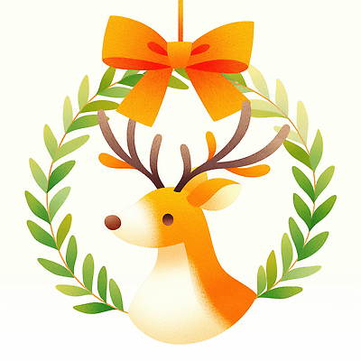 JPG 동물 디자인 기념일 감정 리본 컬러 잎 크리스마스 겨울 일러스트 자연 사슴 조명 따뜻함 장식 파티 축제 루돌프 뷰티풀 크리스마스리스 국내일러스트 식물 계절 포유류 이벤트 화환 생태계 파일형식