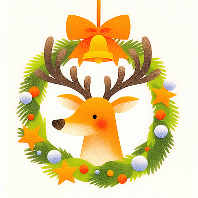 JPG 동물 계절 기념일 상징 크리스마스 겨울 일러스트 사슴 따뜻함 장식 초록색 크리스마스트리 축제 화환 루돌프 분위기 즐거움 장면 수공예 색감 설렘 크리스마스리스 국내일러스트 꽃 감정 컬러 컨셉 포유류 이벤트 공예 파일형식