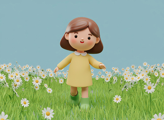 JPG 편집이미지 행복 어린이 꽃밭 자연 미소 소녀 초원 초록색 달리기 평화 즐거움 데이지 편집3D 여자 꽃 감정 컬러 컨셉 모션 표정 사람 3D 생태계 파일형식