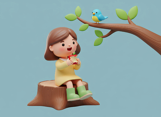 JPG 나무 편집이미지 행복 어린이 컬러 자연 조류 앉기 소녀 잔디 일상 귀여움 사과 놀이터 즐거움 나무밑둥 편집3D 식물 동물 여자 감정 컨셉 과일 모션 놀이 사람 라이프 3D 생태계 파일형식