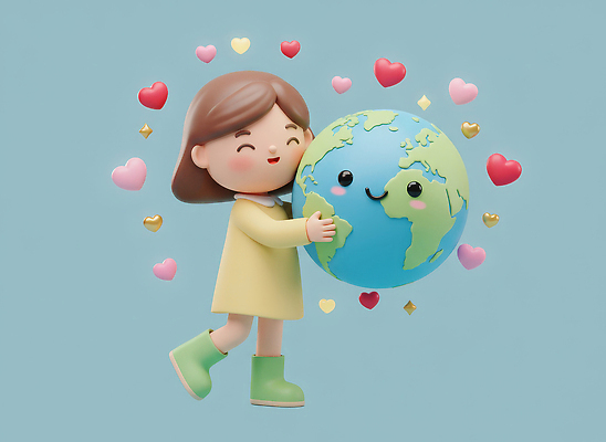 JPG 편집이미지 행복 지구 안기 자연 사랑 미소 소녀 장식 귀여움 하트 친환경 청록색 지구촌 파스텔 편집3D 모양 여자 감정 어린이 컬러 컨셉 모션 학용품 표정 3D 환경 생태계 파일형식