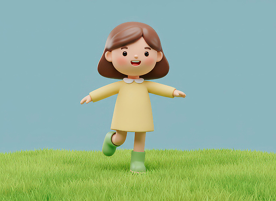 JPG 편집이미지 캐릭터 드레스 행복 어린이 자연 놀이 표정 초원 초록색 노란색 춤 즐거움 편집3D 옷 감정 컬러 문화예술 사람 3D 생태계 파일형식