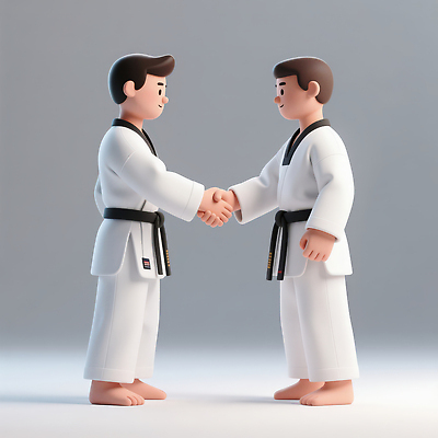 JPG 편집이미지 운동선수 악수 기술 도복 운동 우정 피규어 만남 표현 연습 태권도 친목 스타일 편집3D 옷 스포츠 컨셉 건강 손짓 친구 3D 격투기 미니어처 파일형식