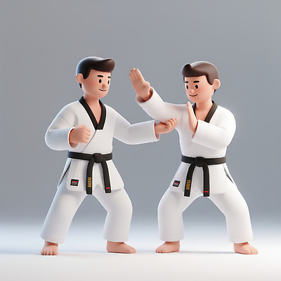 옷 스포츠 컨셉 관계 사람 3D 격투기 파일형식 태권도 도장 연습 남자 도복 기술 포즈 무도 친구 커뮤니케이션 협력 집중 편집3D 편집이미지 JPG