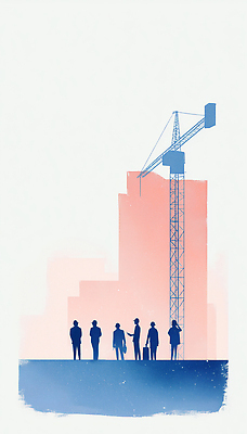 JPG 직업 건축 산업 일러스트 협력 노동자 기술 안전 여러명 건물 햇빛 도시 작업 작업장 구조물 기중기 지속성 국내일러스트 건축물 다수 사람 태양 중장비 파일형식