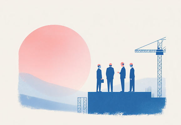 JPG 건축 산업 일러스트 협력 대화 협상 일몰 건설현장 도시 작업 중장비 엔지니어 구조물 전문직 안전모 경영 관리자 작업자 프로젝트 국내일러스트 직업 비즈니스 건설업 말하기 노을 산업장비 기술자 헬멧 안전장비 파일형식