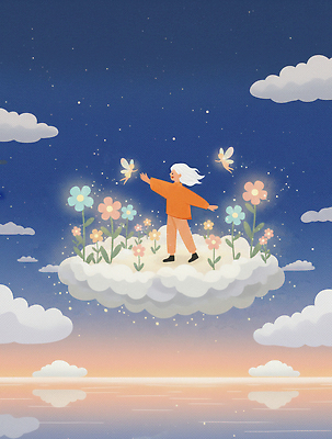 JPG 식물 캐릭터 꽃 컬러 나비 일러스트 자연 하늘 생명 동화 소녀 평화 꿈 저녁 신비 즐거움 뷰티풀 환상 국내일러스트 AI일러스트 AI콘텐츠 여자 감정 어린이 곤충 컨셉 야간 생태계 파일형식